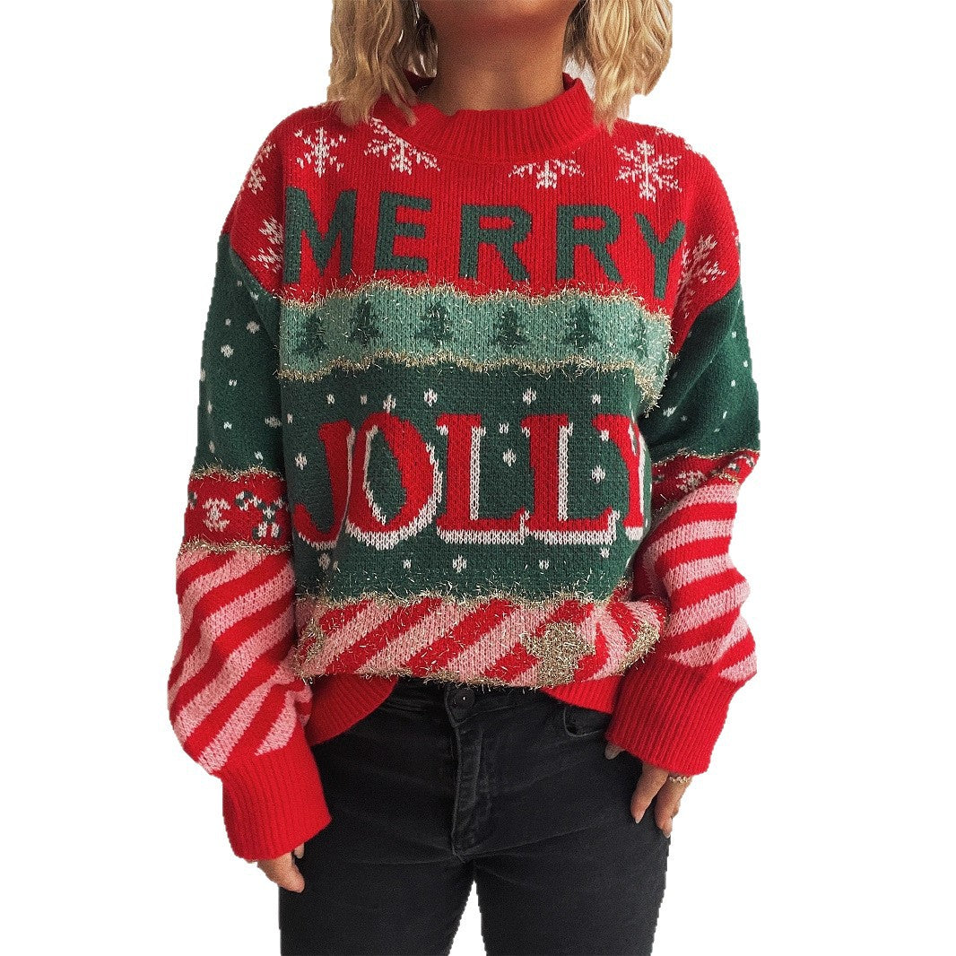 Women's Christmas Sweater with Distinctive Motif and Cozy Cut