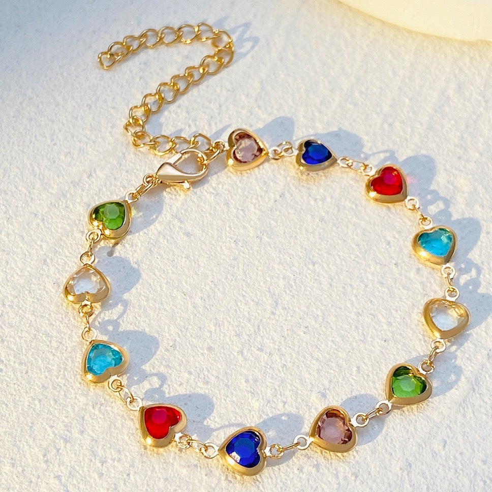 Jasmin Crystal Heart Tassel Necklace