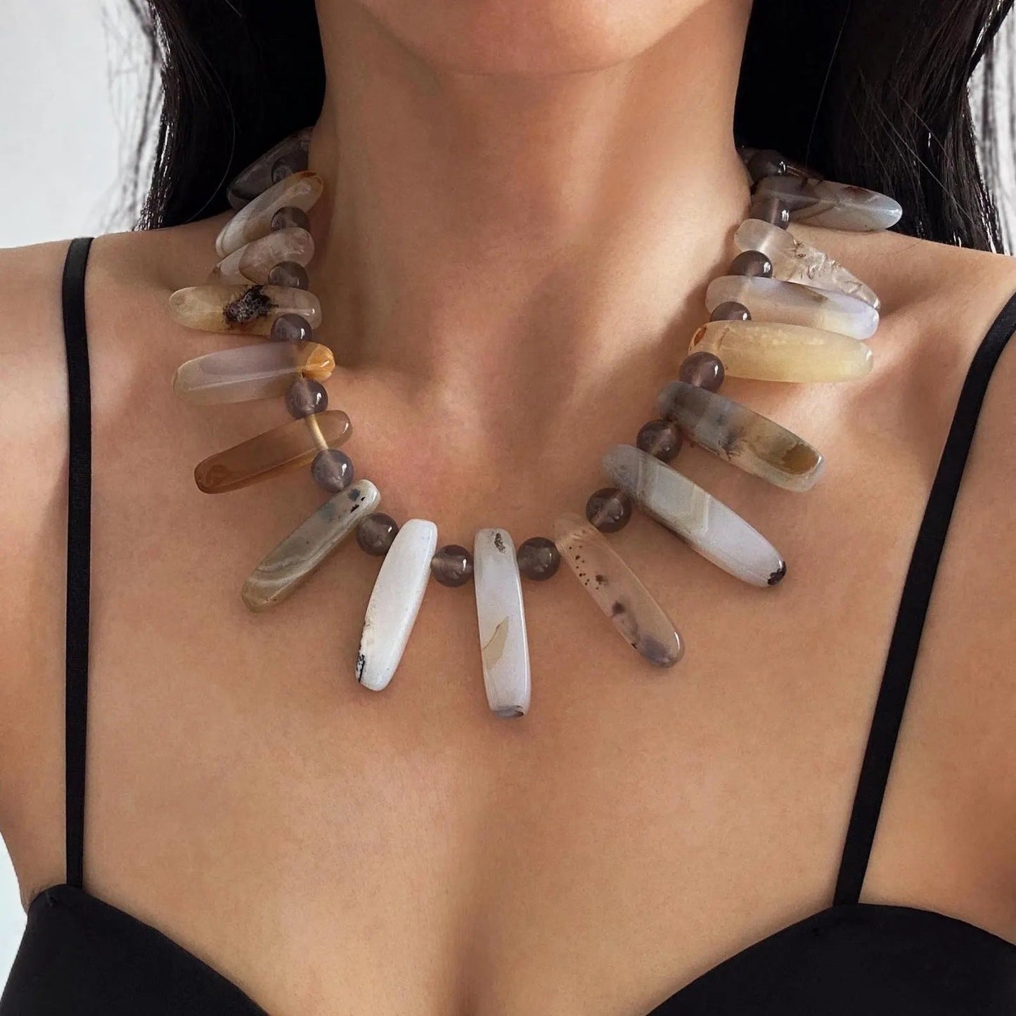 Lara Bold Spike Natural Stone Necklace