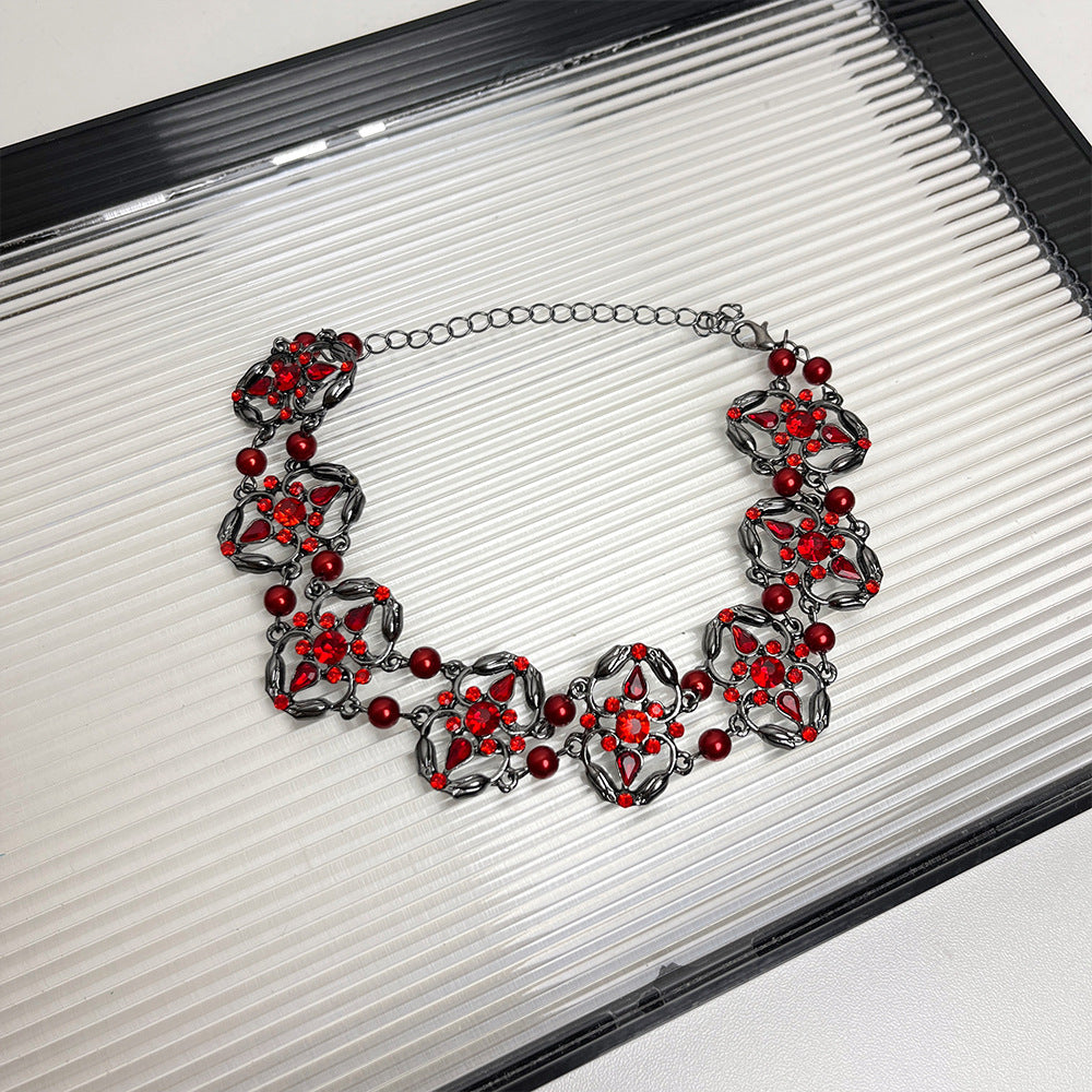 Dark Gothic Red Zircon Hot Girl Unique Necklace