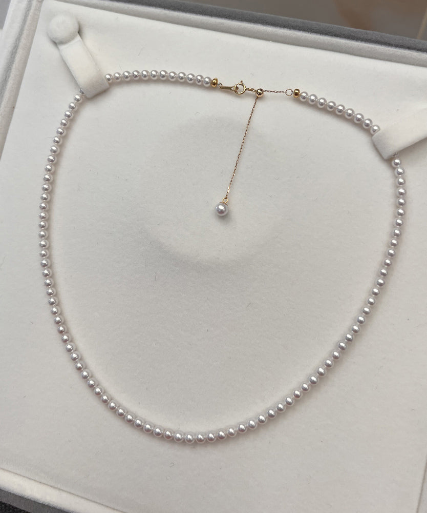 Simple White 14k Gold Pearl Pendant Necklace Wf009