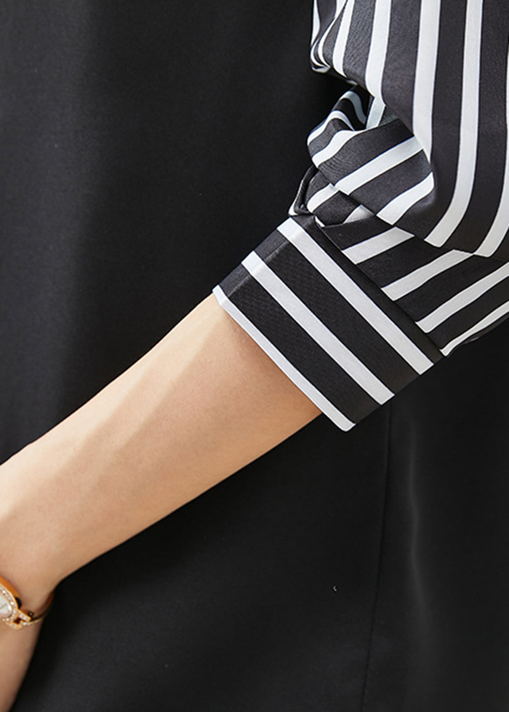 Classy Black Oversized Striped Cotton Vest and Shirt Two Piece Set Fall