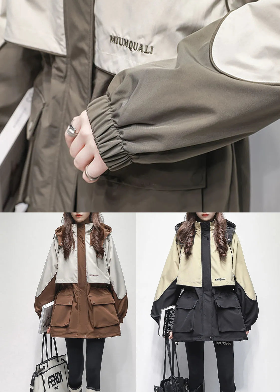 Green Pockets Drawstring Warm Fleece Jacket Hooded Winter