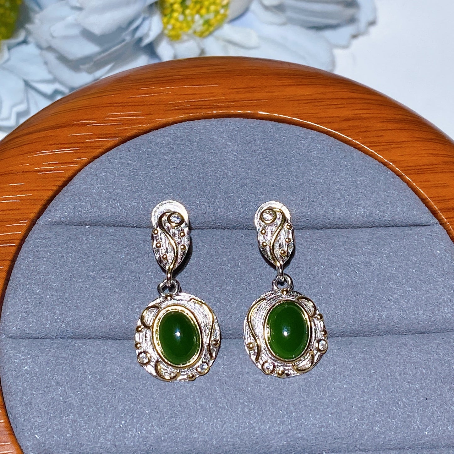 Amethyst 25mm Crystal Healing Earrings Silver