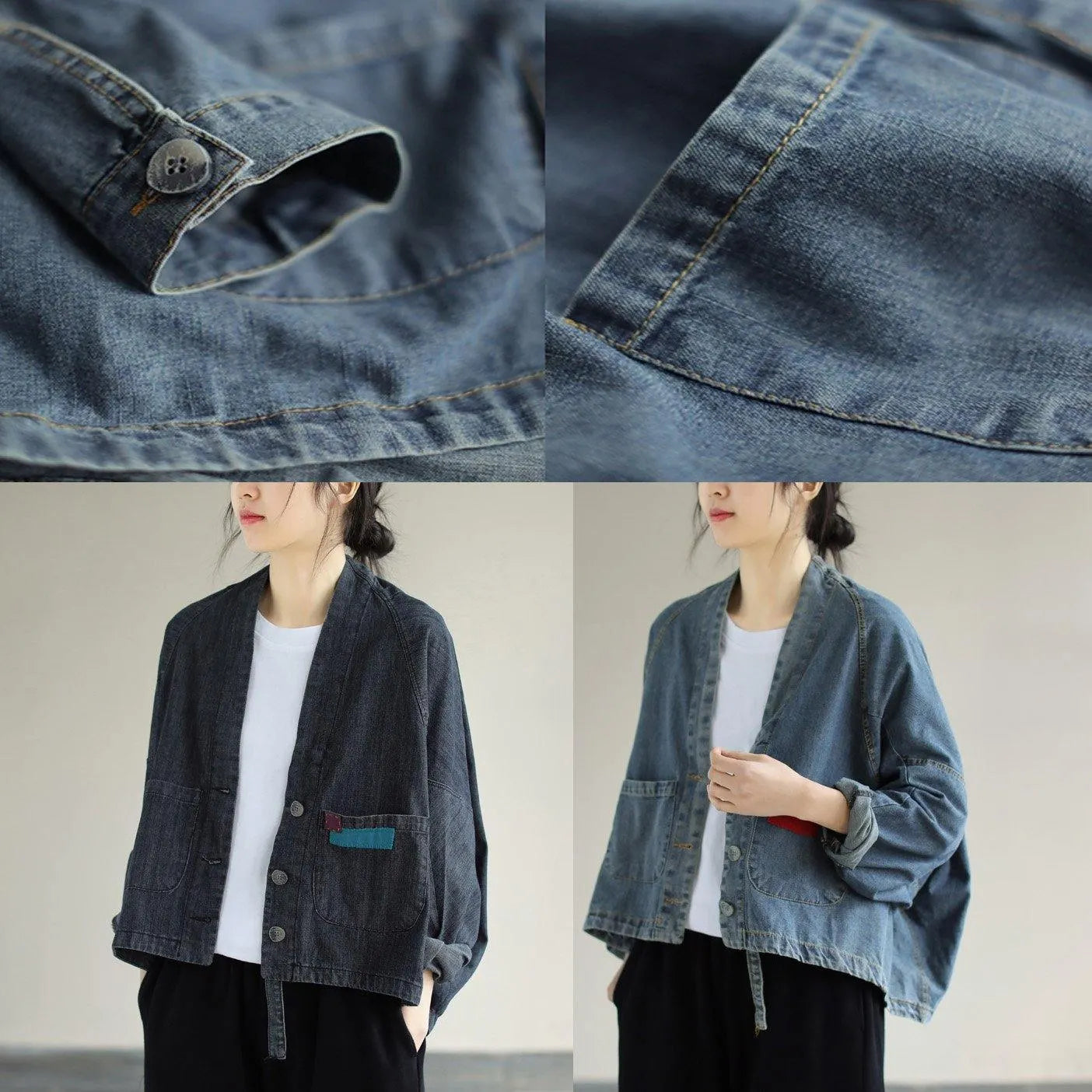 V Neck Button Down Spring Clothes Ideas Denim Blue Coats