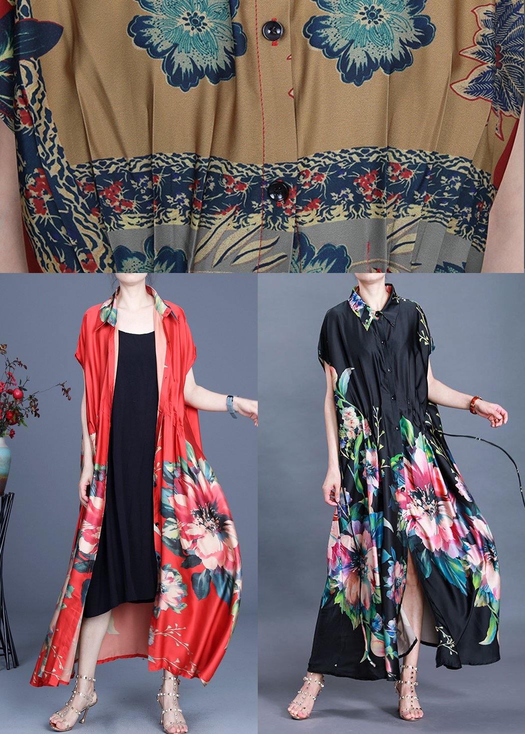 Boutique Yellow Print Summer Short Sleeve Cardigan Long