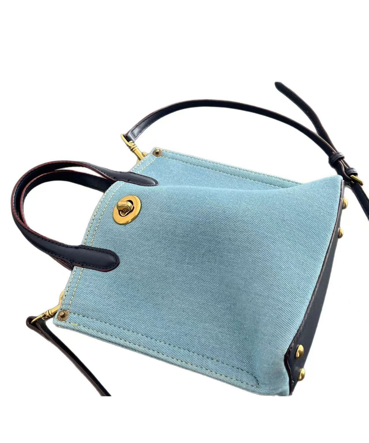 Blue Large Capacity Durable Denim Tote Handbag