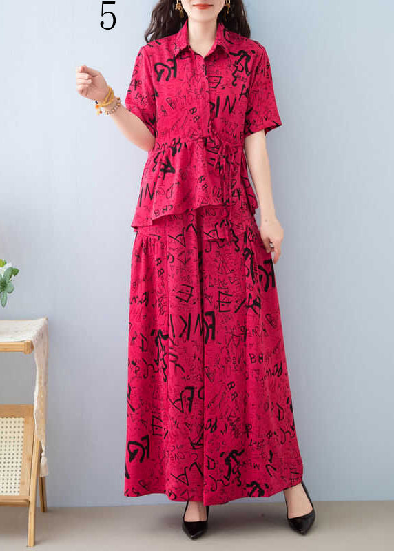 Asymmetrical Print Cotton Two Piece Set Clothing Summer