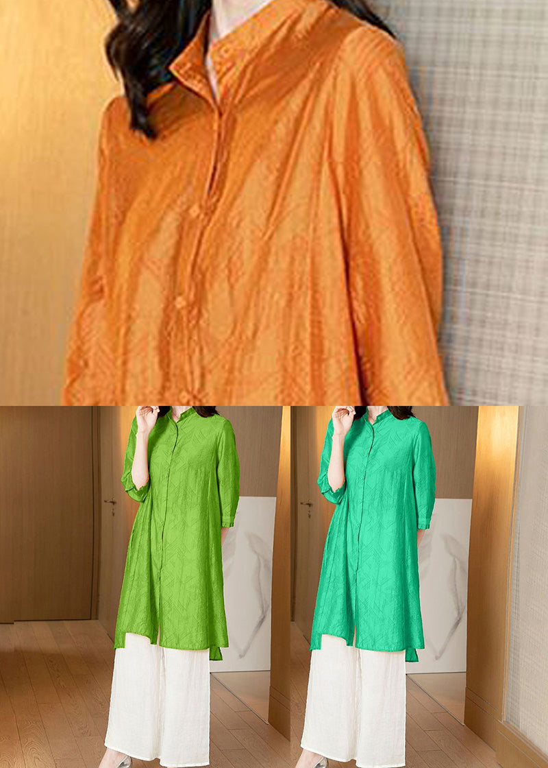 Yellow Stand Collar Oversized Silk Two Pieces Set Summer