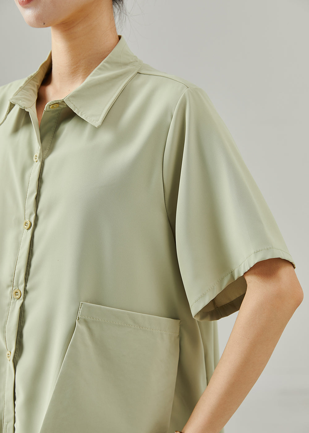 Green Asymmetrical Chiffon Two Piece Suit Set Summer