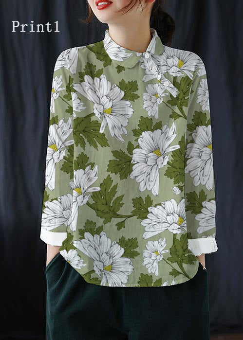 Pink Crane Clothes Lapel Button Down Spring Blouses