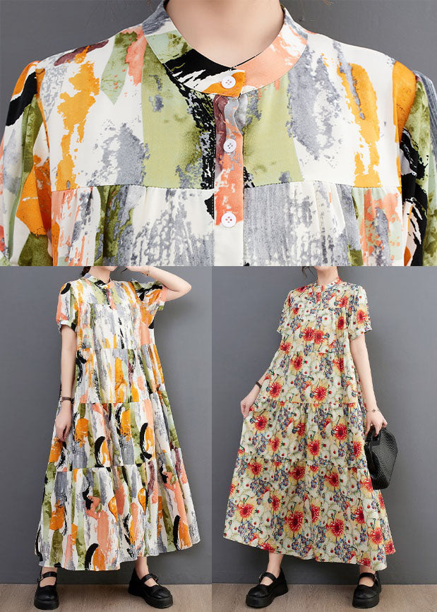 Oversized Ink and Wash Print Cotton Robe Dresses Summer