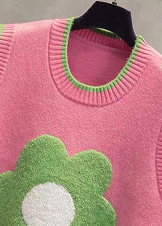 Italian Green O Neck Patchwork Knit Vest Sleeveless