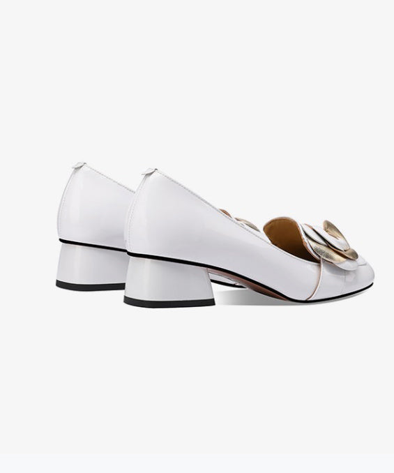 Classy Beige Faux Leather Chunky Heel