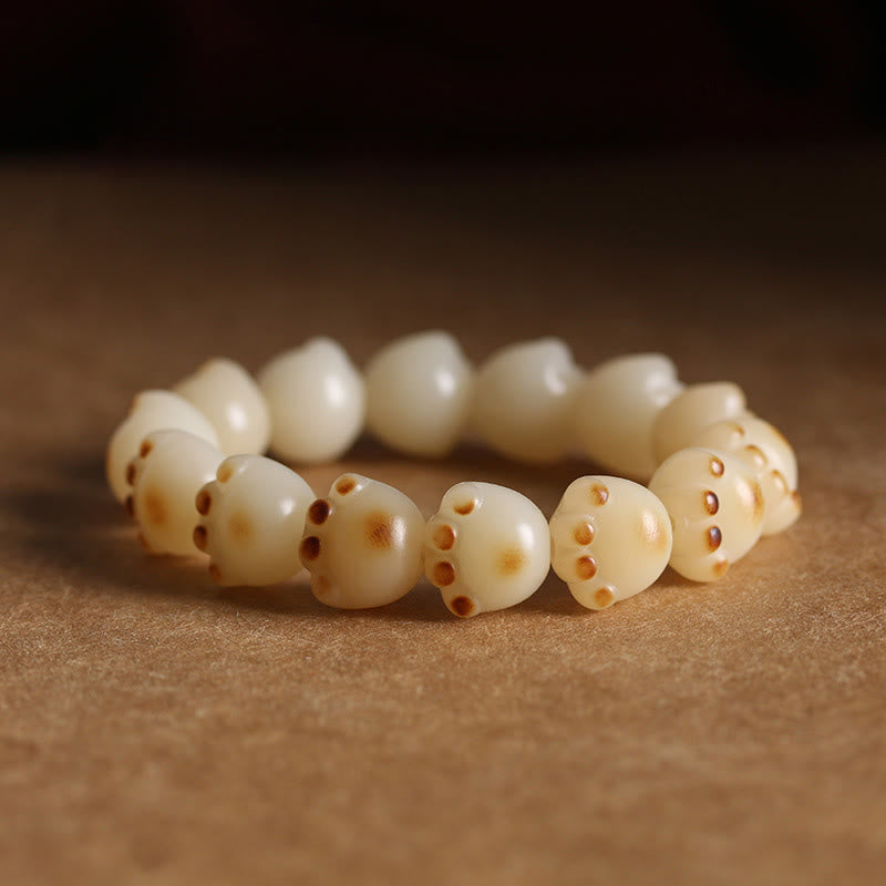 Buddha Stones Lucky Cat Bodhi Seed Cat Paw Harmony Bracelet