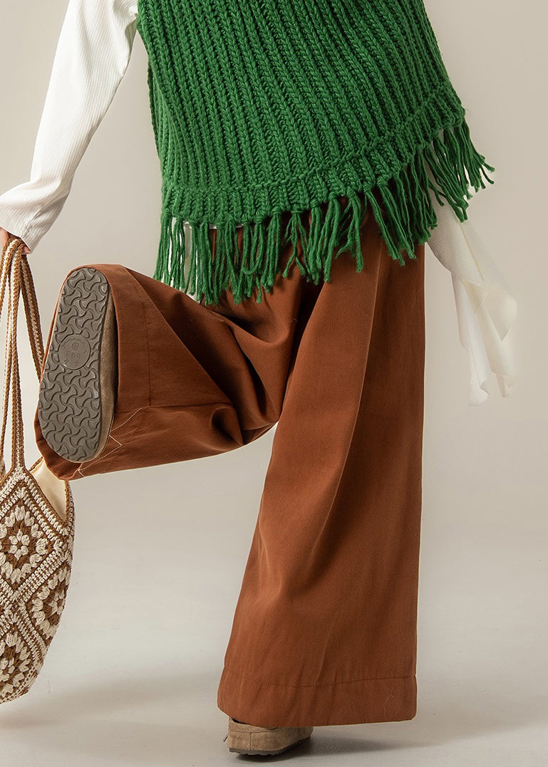 Loose Orange Drawstring Cotton Wide Leg Pants Fall