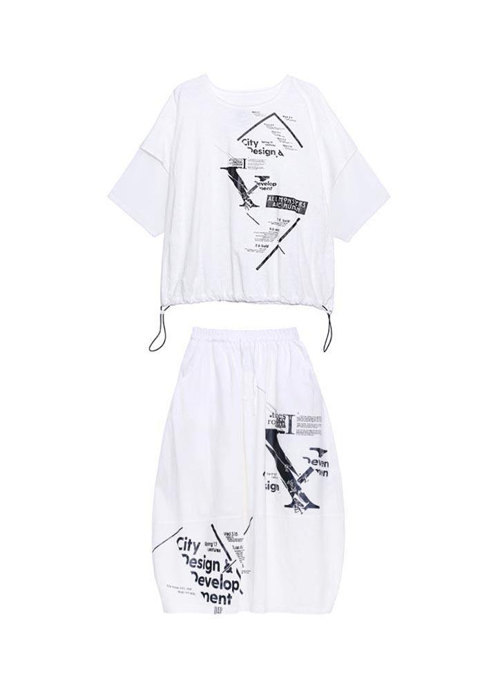 New Style Summer T-shirt Top and Skirt Two Piece Set