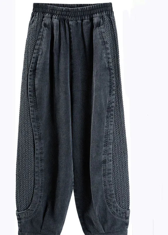 Grey Pockets Patchwork Harem Fall Denim Pants