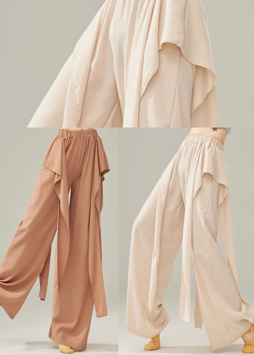 Beige Draping Cotton Dance Pants Fall
