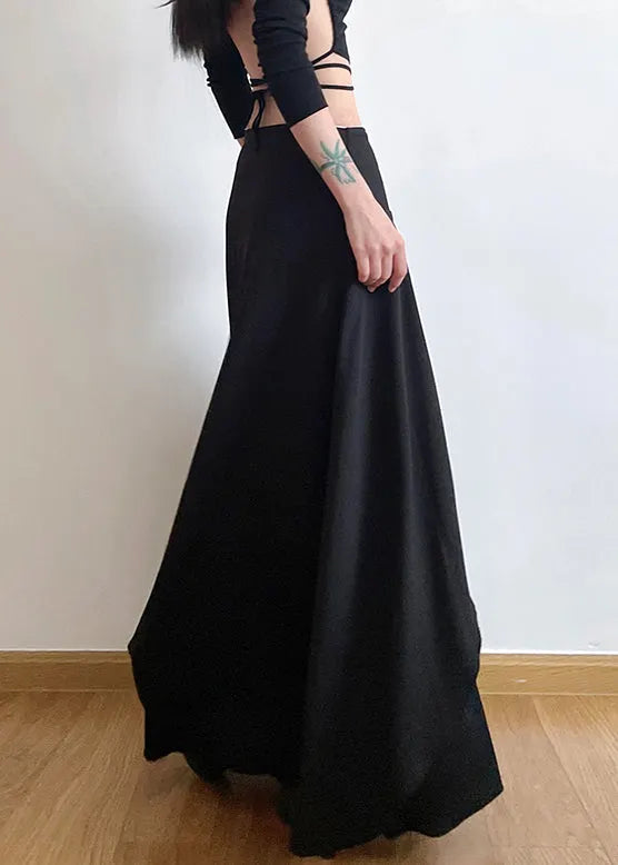 New Black Lace Up High Waist Cotton Skirts Summer