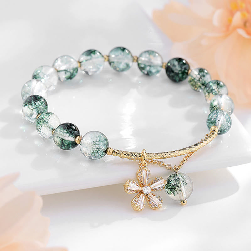 Buddha Stones Green Phantom Crystal Confidence Charm Bracelet