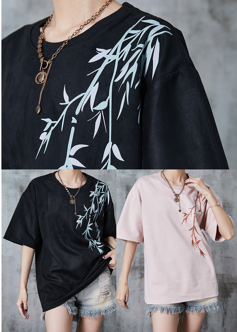 Black Oversized Print Cotton Tank Tops Summer