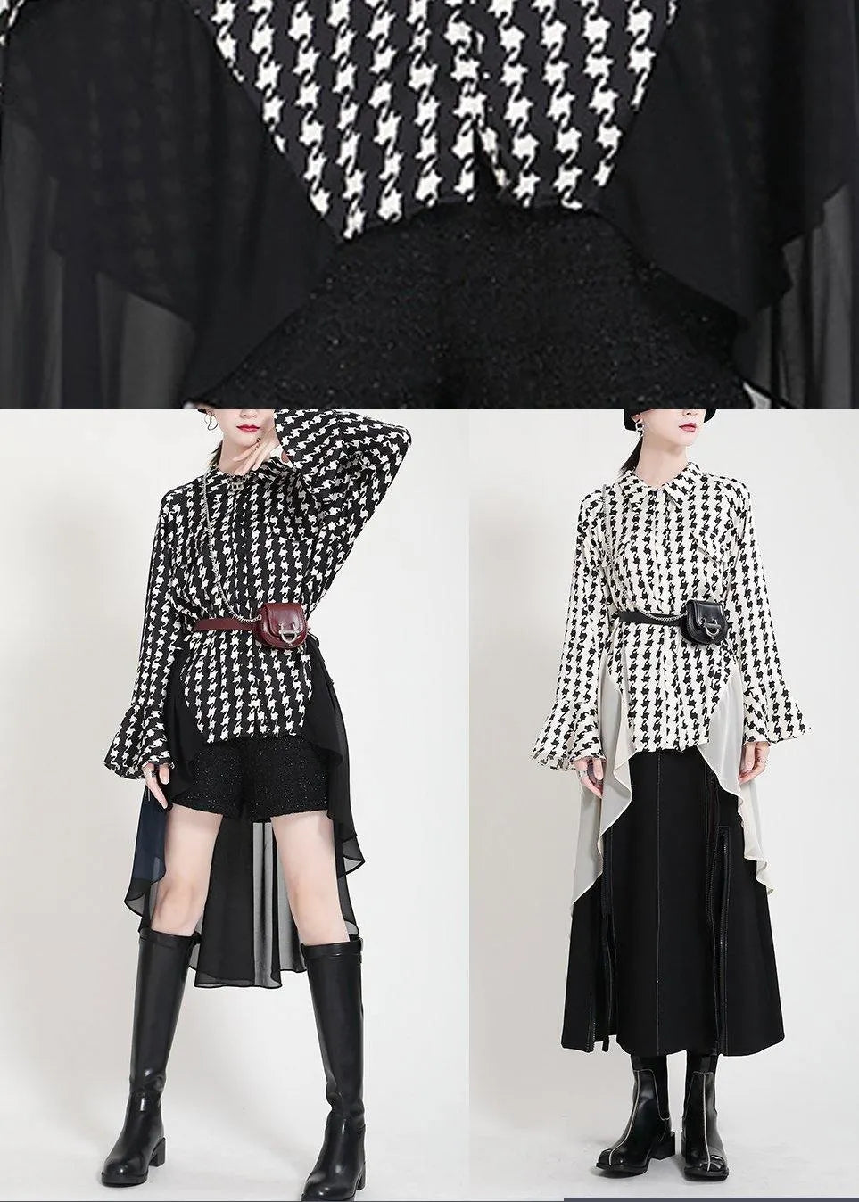 Black Print Flare Sleeve Chiffon Jacket Summer