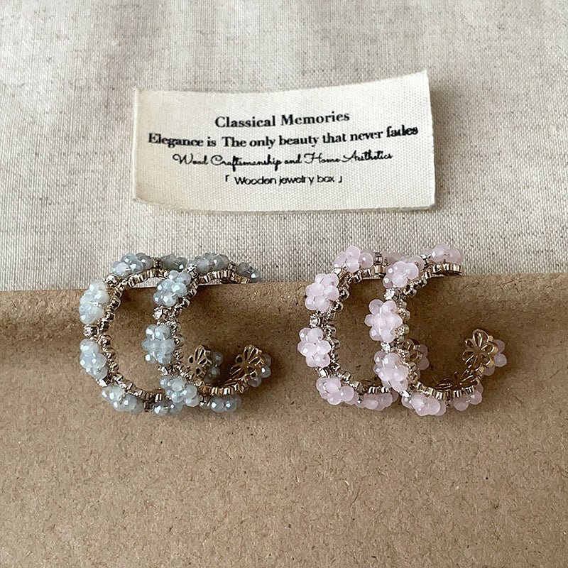Floret Hoop Earrings in Pink