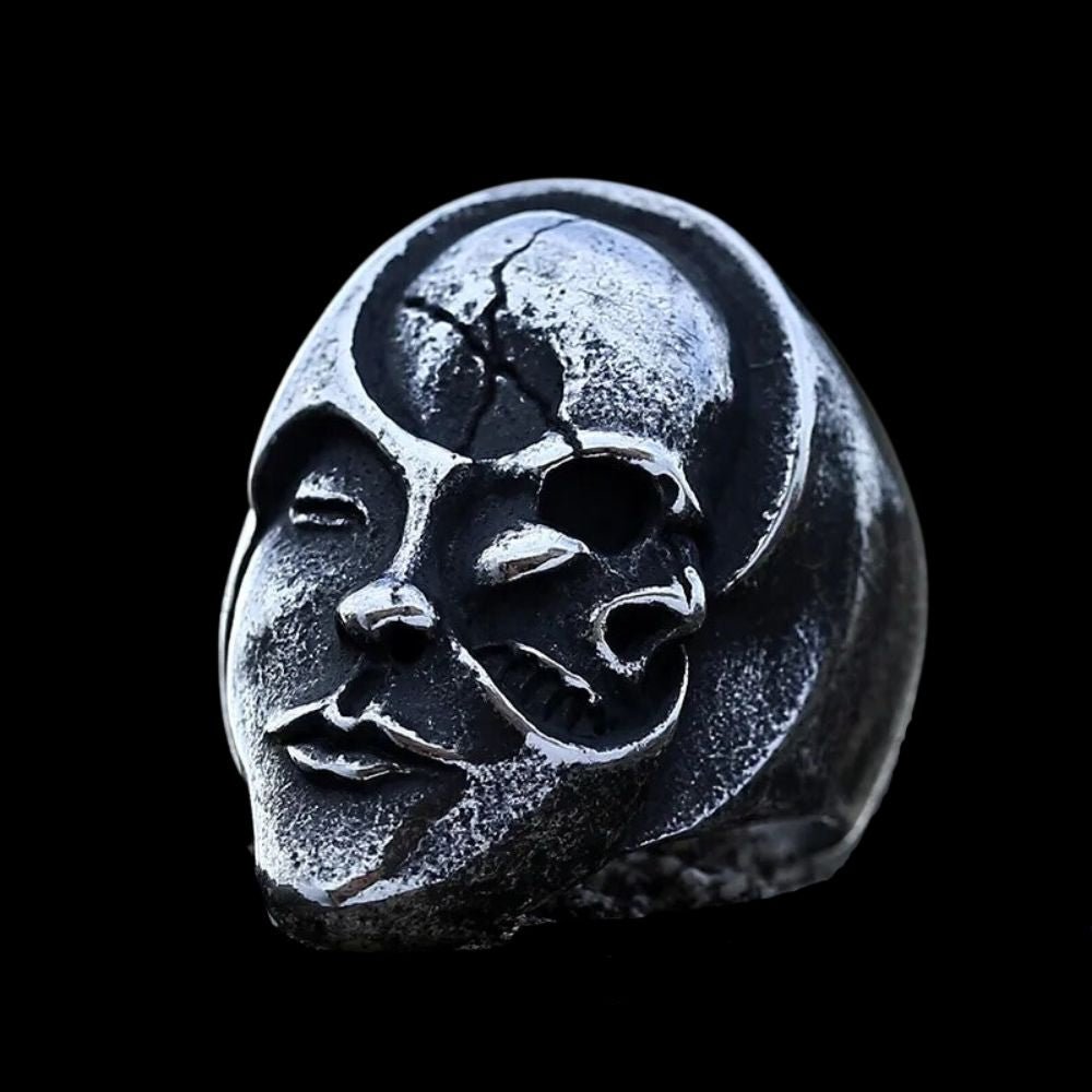 Hidden Yin and Yang Skull Ring