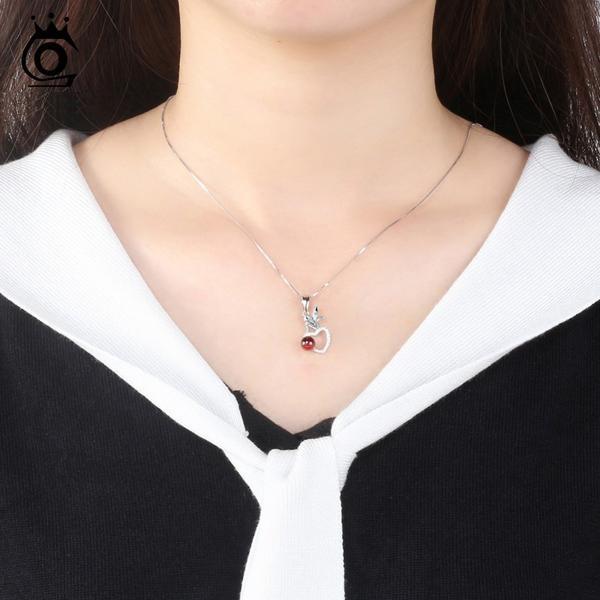 Garnet Love Fairy Silver Necklace