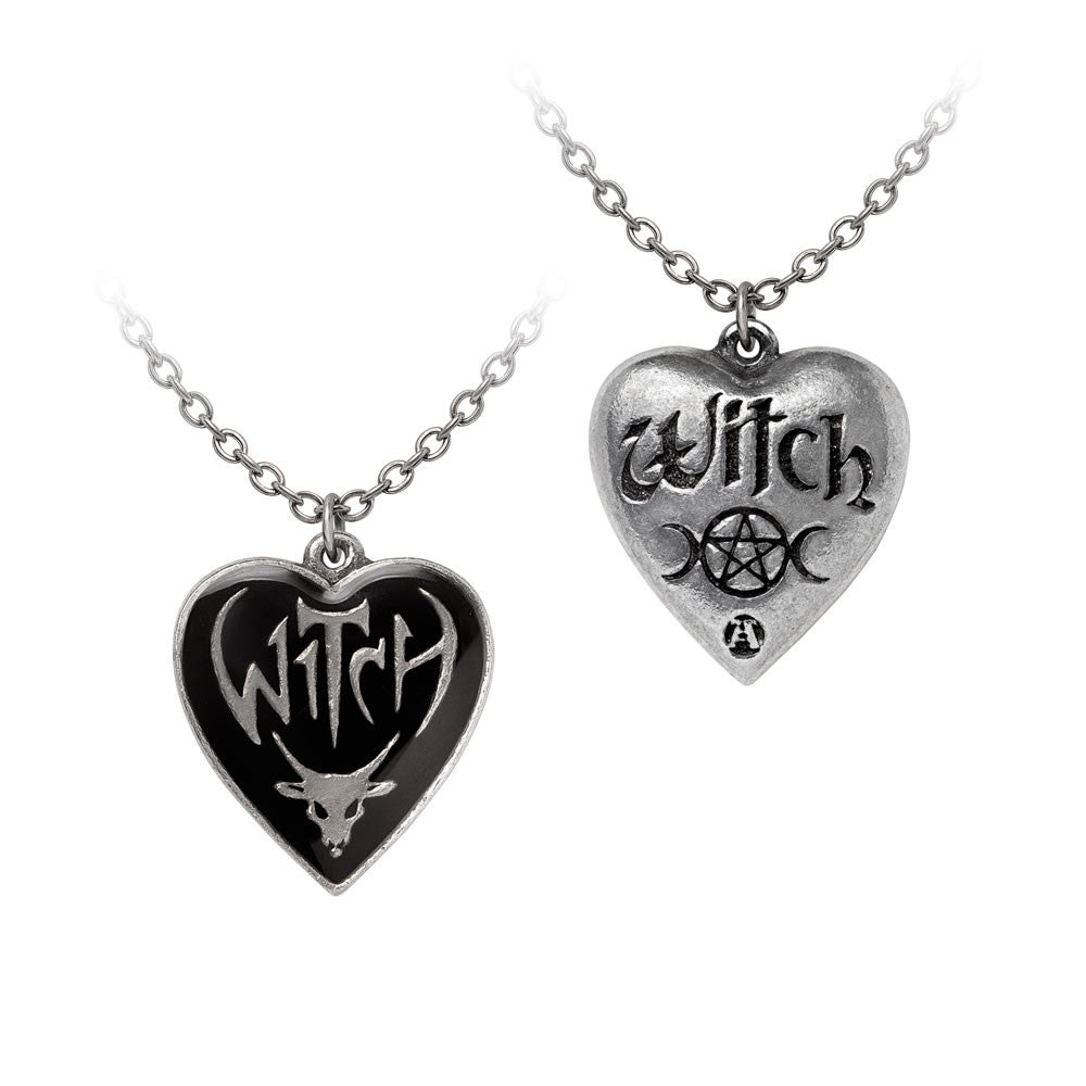 Witch Reversible Heart Pendant Necklace by Alchemy Gothic