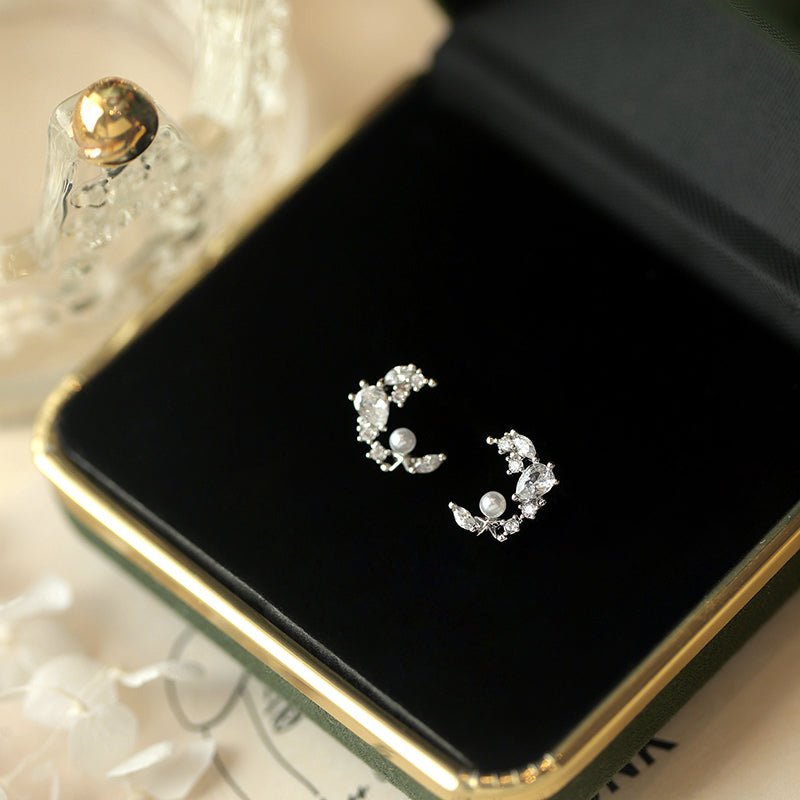 Pearly Moon Stud Earrings