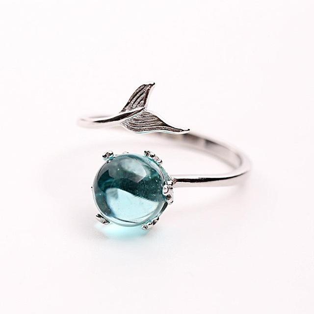 Ocean Blue Mermaid Sterling Silver Ring
