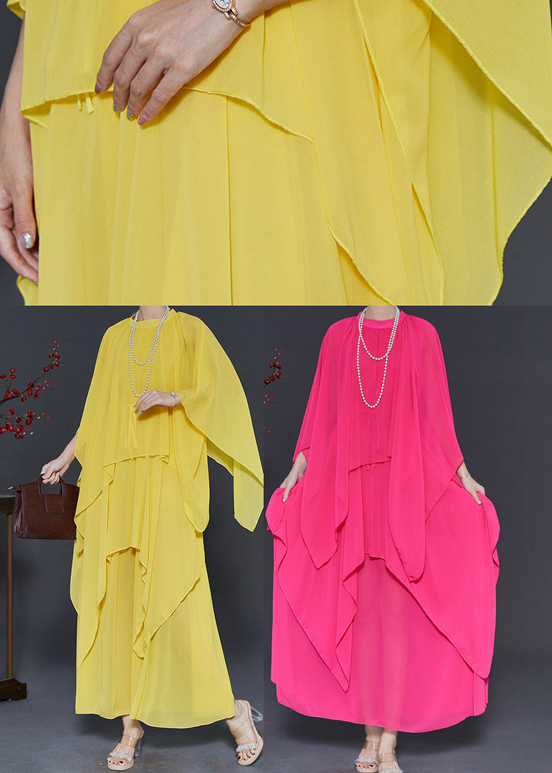 Rose Asymmetrical Oversized Chiffon Sets 2 Piece Fall