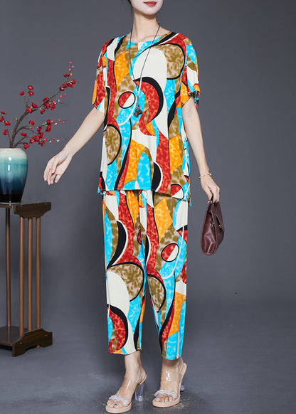 Oversized Print Cotton Two Pieces Set Summer