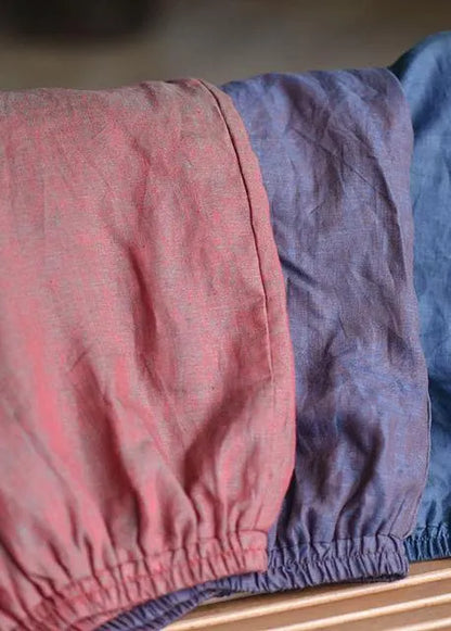Blue Wide Leg Pants Linen