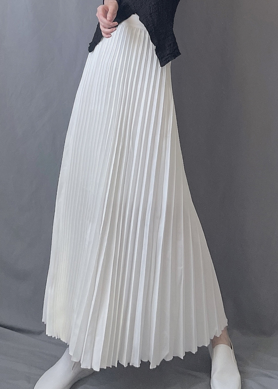 Art Chocolate Wrinkled Elastic Waist a Line Skirts Spring