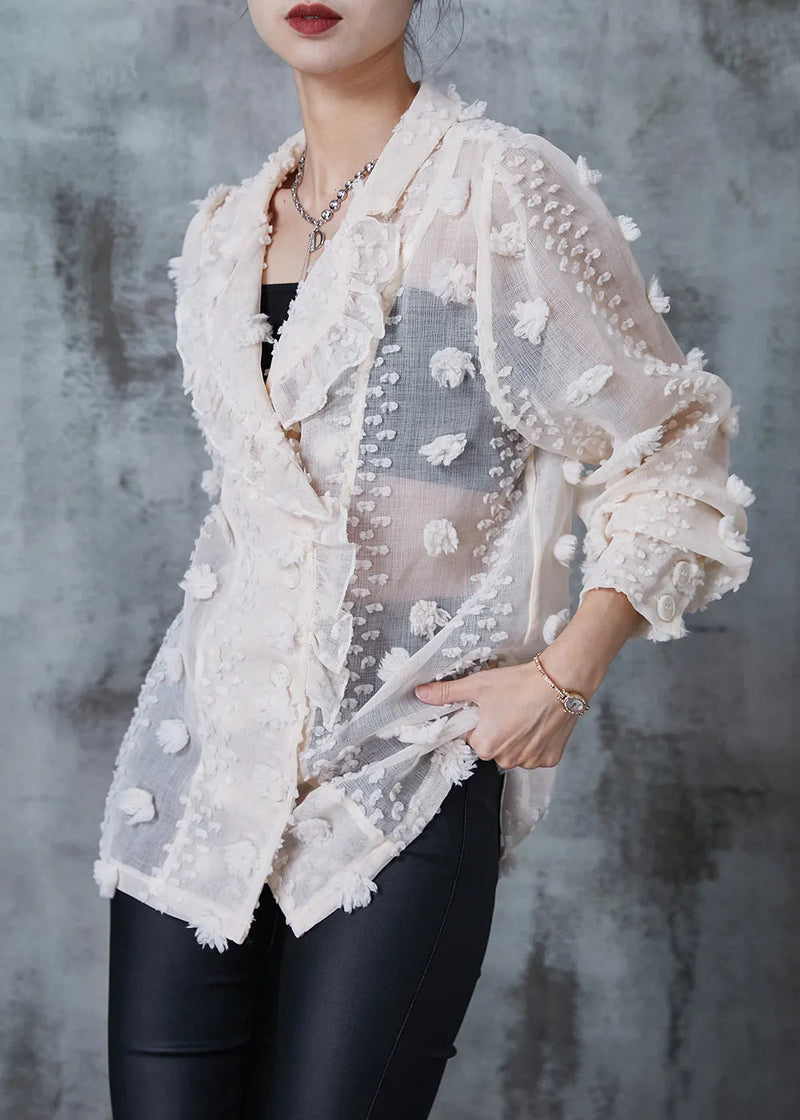 Apricot Ruffled Cotton Upf 50+ Coat Summer