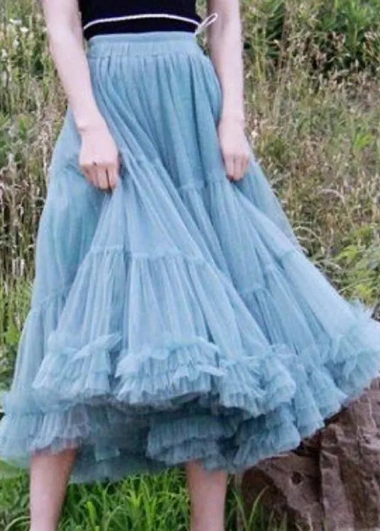 Blue Patchwork Circle Pleated Dress Fall Skirt