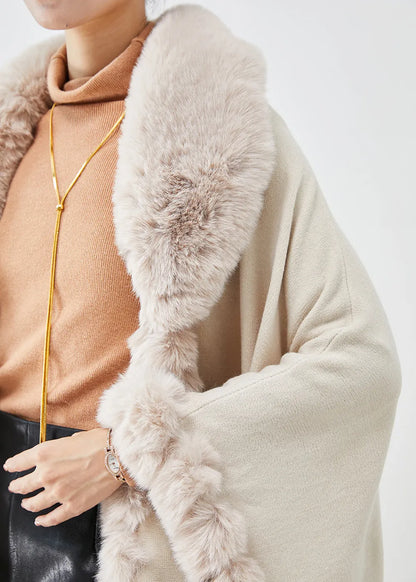 Khaki Oversized Warm Faux Fur Coat Winter