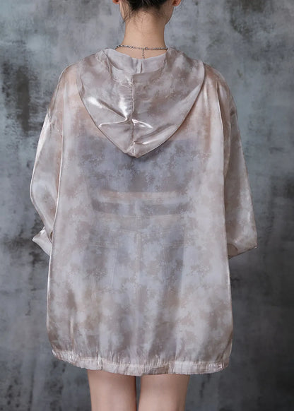 Art Khaki Oversized Drawstring Upf 50+ Coat Jacket Fall