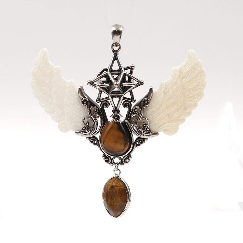 Enchanted Crystal Angel Wing Merkaba Pendant