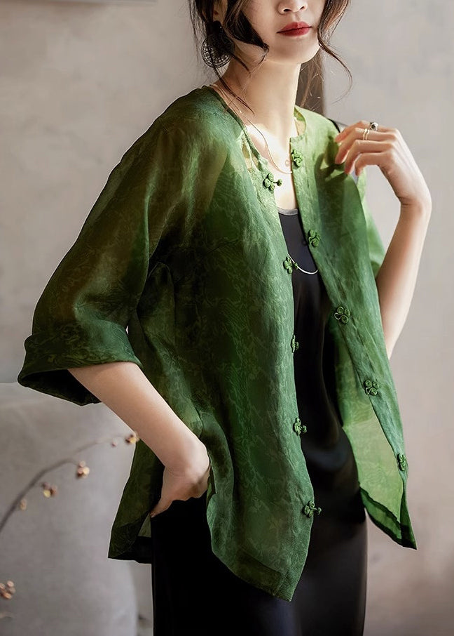 Jacquard Apricot O-neck Patchwork Silk Upf 50+ Coats Long Sleeve