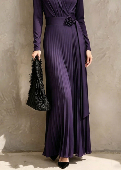 Organic Purple V Neck Tunic Maxi Dress Fall