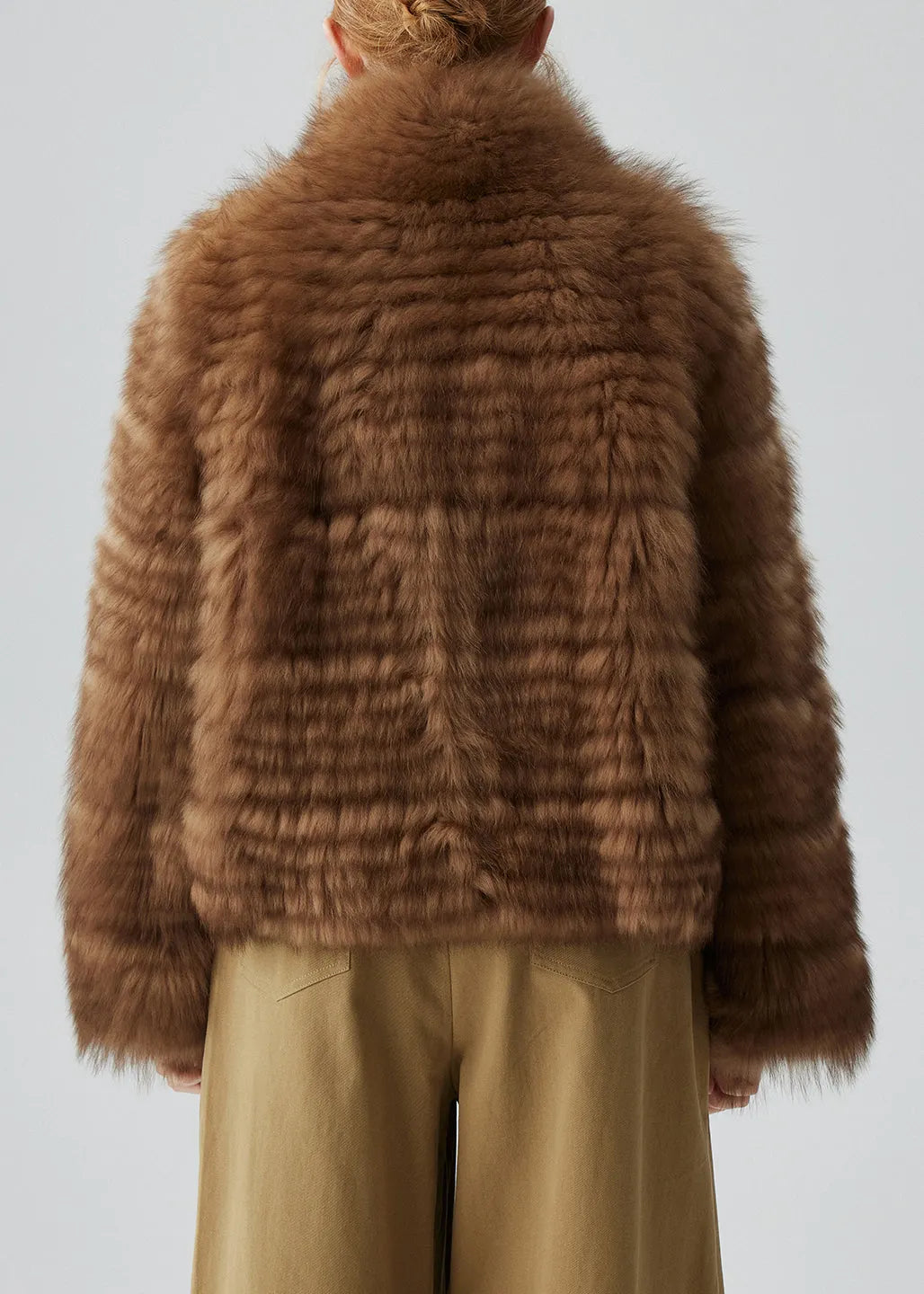 French Coffee Stand Collar Pockets Leather and Fur Coats Winter