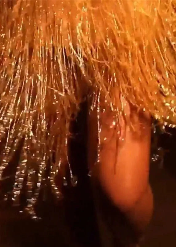 New V-neck Gold Tassel Sequined Suspender Dress