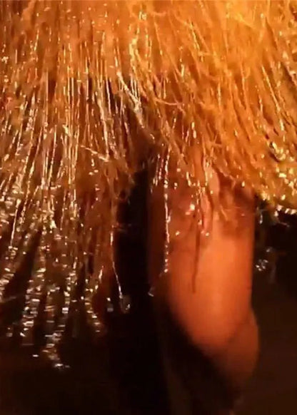 New V-neck Gold Tassel Sequined Suspender Dress