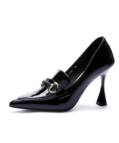 Splicing Stiletto High Heels Rose Faux Leather Pointed Toe