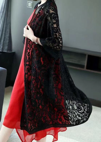 Black Hollow Out Lace Cardigans Summer