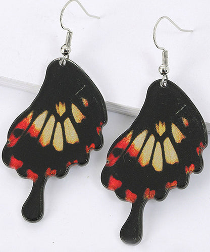 Modern Black Butterfly Wing Shape Acrylic Drop Earrings